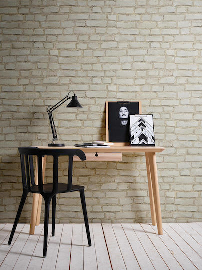 Weiße Creme Beige Ziegelwand Tapete 374141 53cm x 10m