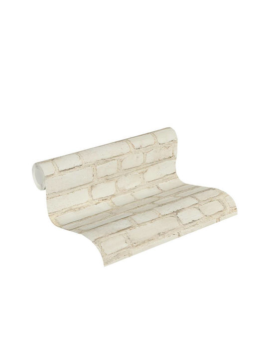 White Cream Beige Brick Wall Wallpaper 374141 53cm X 10m