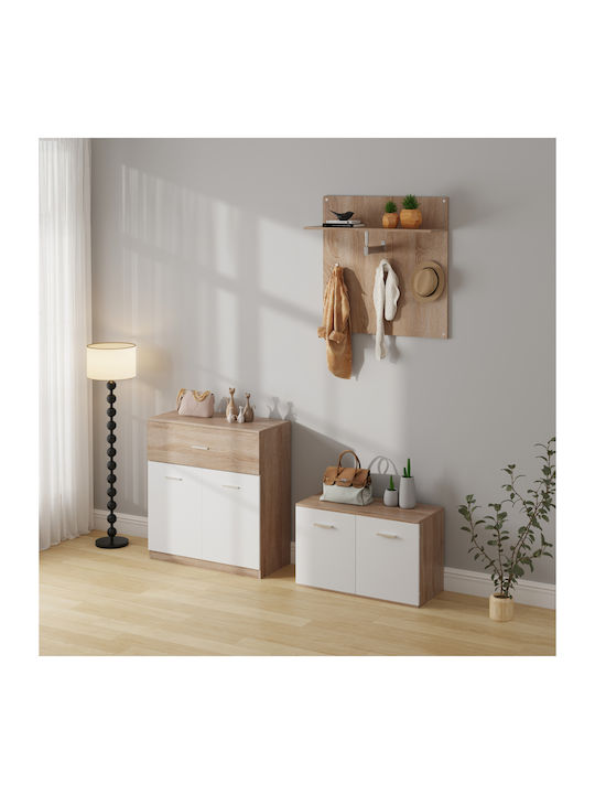 Dionne Hallway Furniture with Coat Rack & Shoe Cabinet Shona-white 80x80x25cm