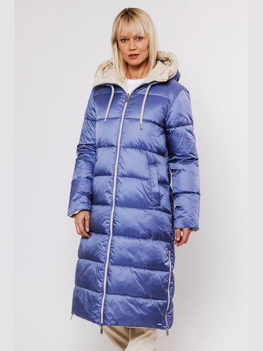 Rino&Pelle Lang Damen Parka Jacke Wendbar für Winter Lila