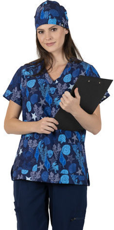 bwell Women's Light Blue Medical Blouse