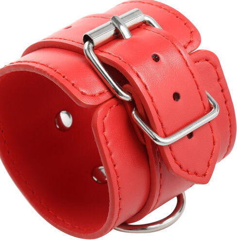 Naughty Toys Leather Χειροπέδες σε Κόκκινο Χρώμα