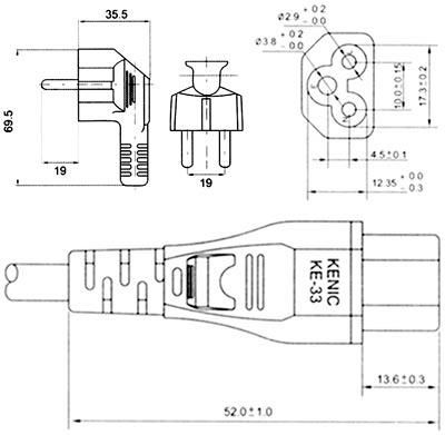Powertech Schuko - IEC C5 Cable 1.5m Μαύρο CAB-P019