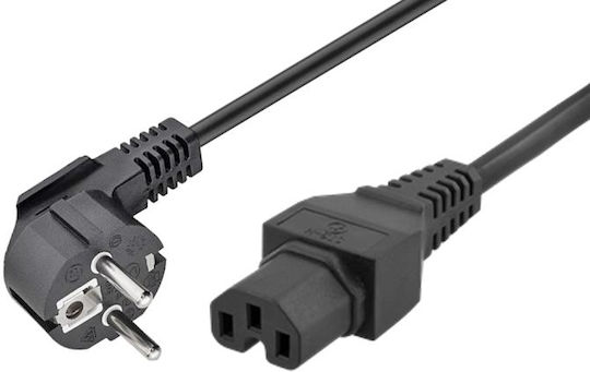 3x1mm² Черен Yun Schuko - IEC C15 Кабел 2м Черен (02.005.0099)