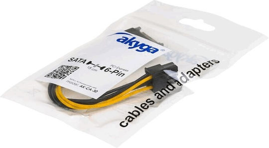 Akyga 15-Pin Sata - 6-Pin PCIe Cable 0.15m Πολύχρωμο AK-CA-30