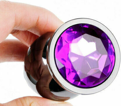 Naughty Toys Anal Plug with Vibration Large Purple 9.5cm