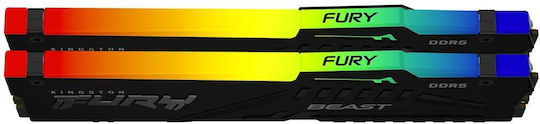 Kingston Fury Beast RGB DDR5 32GB RAM με 2x16GB Modules και Ταχύτητα 6000 για Desktop