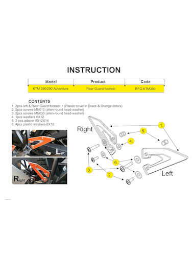 Moto Discovery Motorcycle Footpeg Protectors KTM 390 Adventure Black