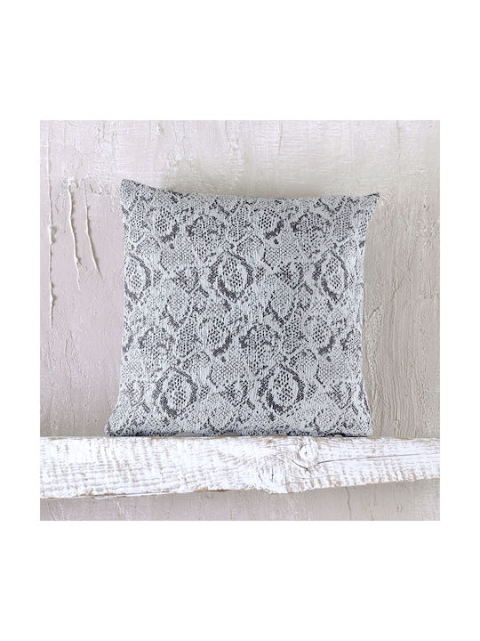 Rythmos Dekorativer Kissenbezug Snake aus 100% Baumwolle Grau 40x40cm