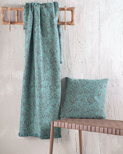 Rythmos Snake Decorative Pillow Case Made of 100% Cotton Petrol Blue 40x40 cm