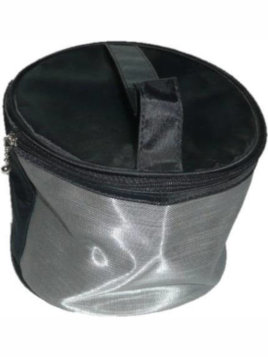 Reisetasche für Rasur, Kosmetik, Make-up usw. Durchmesser: 16,5cm Höhe: 13cm SILBER