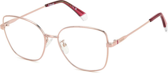 Polaroid Damen Metallischer Brillengestell Schmetterling Rose Gold PLDD521/G 35J