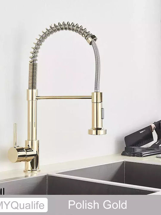 Counter Faucet with External Spray Hose Gold Counter Faucet with External Spray Hose Gold