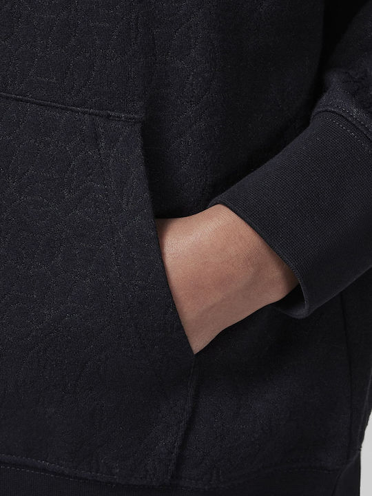 Fleece Παιδικό Φούτερ με Κουκούλα και Τσέπες Μαύρο