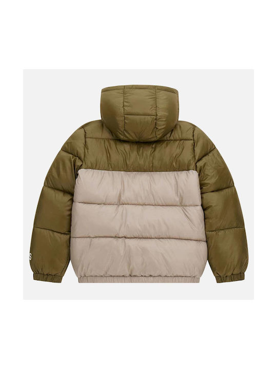 Guess Kids Quilted Jacket with Hood Green