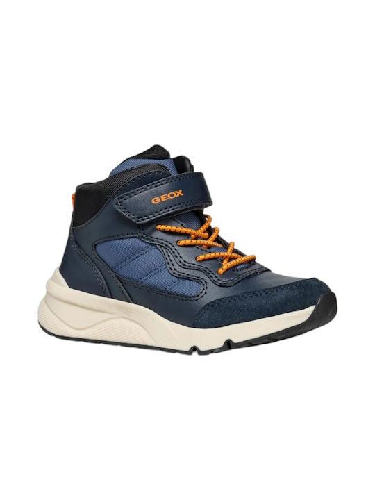 Geox Kids PU Leather Boots Navy Blue