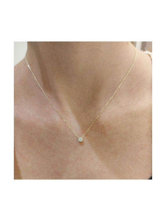 Ios Necklace from Gold 9 K with Zircon