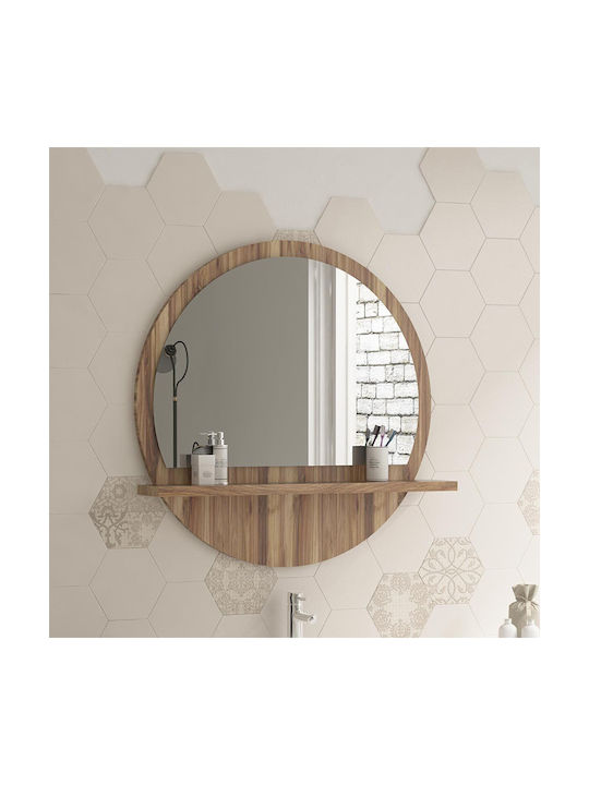 Pakketo Jaklyn Wall Mirror with Brown Wooden Frame 62x62cm 1pcs