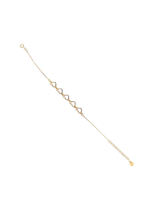Prince Silvero Brățară Pentru Femei Cu Design Inima Din Argint Plăcat Cu Aur Cu Zircon 22cm