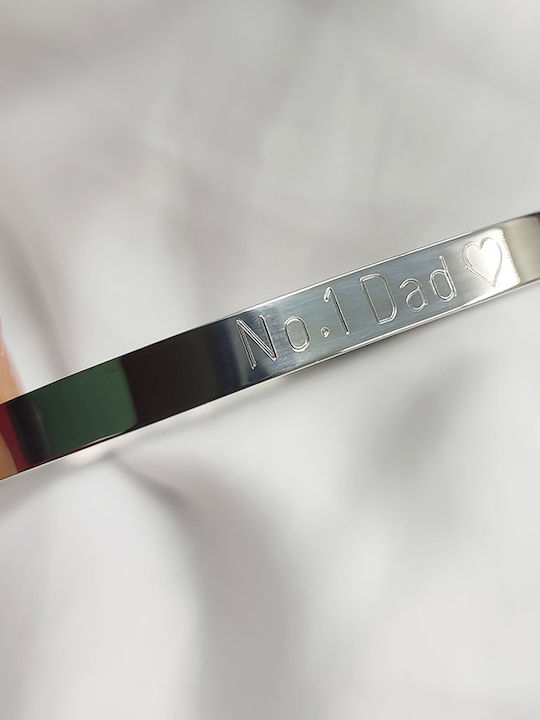 Theodora's Jewellery Βραχιόλι Χειροπέδα από Ανοξείδωτο Ατσάλι 18cm