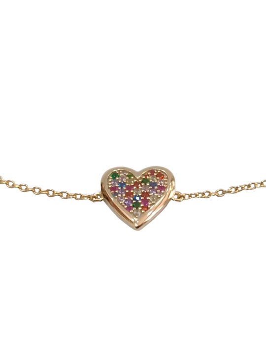 Prince Silvero Bracelet with design Heart made of Silver Gold Plated with Zircon