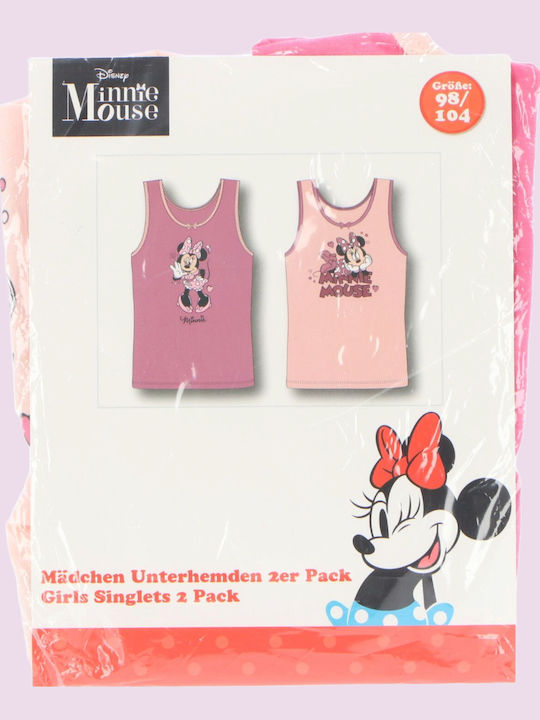 Disney Minnie Σετ Παιδικά Φανελάκια Αμάνικα Ροζ 2τμχ