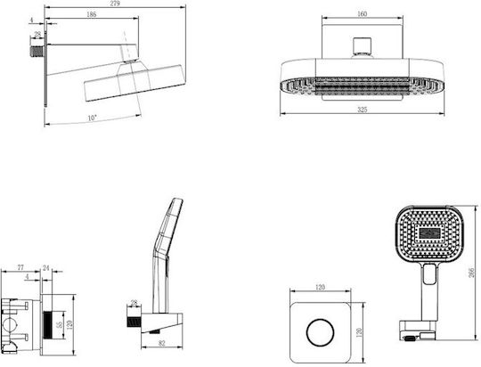 Sparke Built-in Mixer & Shower Head Set for Shower 2 Exits Gray Sparke Built-in Mixer & Shower Head Set for Shower 2 Exits Gray