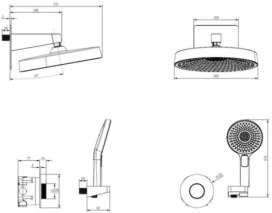 Sparke Built-in Mixer & Shower Head Set for Shower 2 Exits Black Sparke Built-in Mixer & Shower Head Set for Shower 2 Exits Black