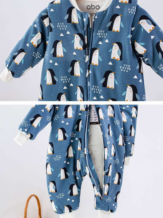 abo Winter Sleeping Bag with Feet 2.5 Tog Blue with Detachable Sleeves