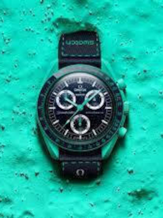 Swatch Moonswatch Mission Men's Watch Battery with Turquoise Ceramic Bracelet