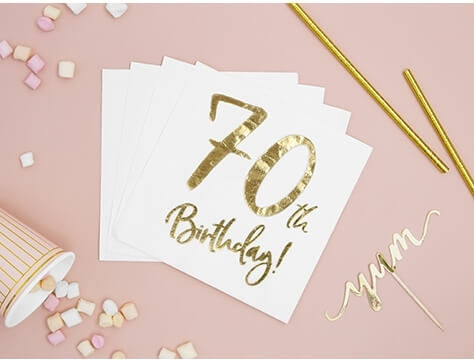 Χαρτοπετσέτες "70th Birthday" Λευκές