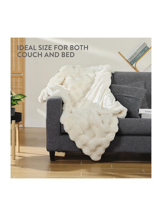 Homelevel Faux Blanket Furry Sofa 127x152cm. Cream