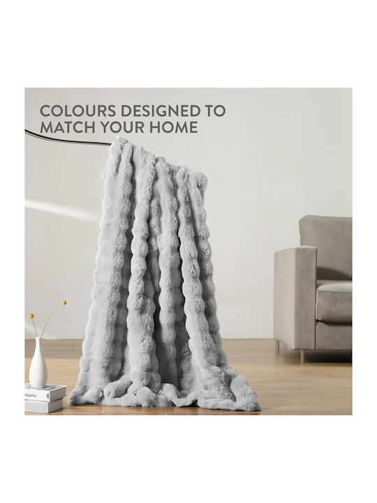 Homelevel Homelevel Faux Κουβέρτα Γούνινη Καναπέ 127x152εκ. Grey
