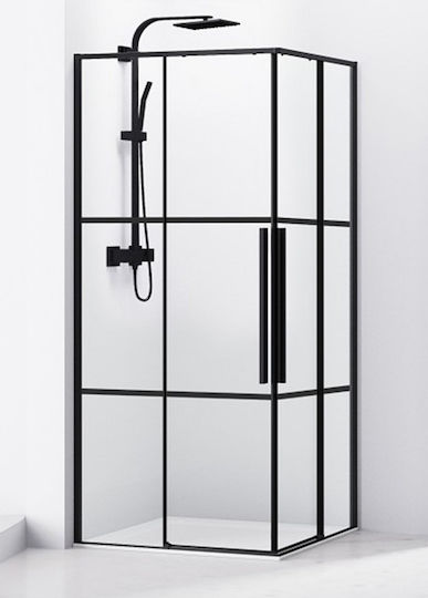 Sparke Kabine für Dusche mit Schieben Tür 80x80x195cm Schwarz