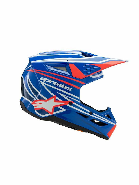 Alpinestars SM3 Blue/Red/White/Black Glossy Παιδικό Κράνος Μηχανής Motocross DOT / ECE 22.06 1060gr