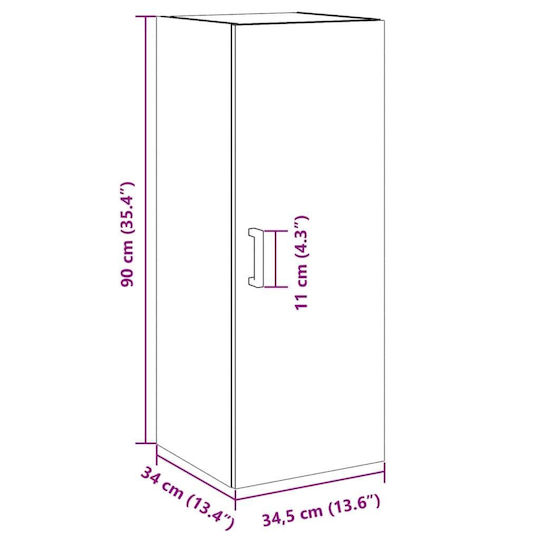 vidaXL Bathroom Cabinet L34.5xW34xH90cm Oak