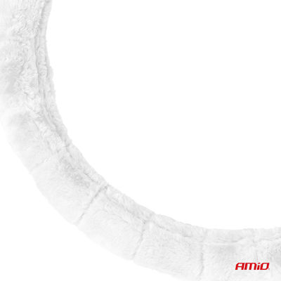 AMiO Car Steering Wheel Cover with Diameter 37-39cm White with White Seam