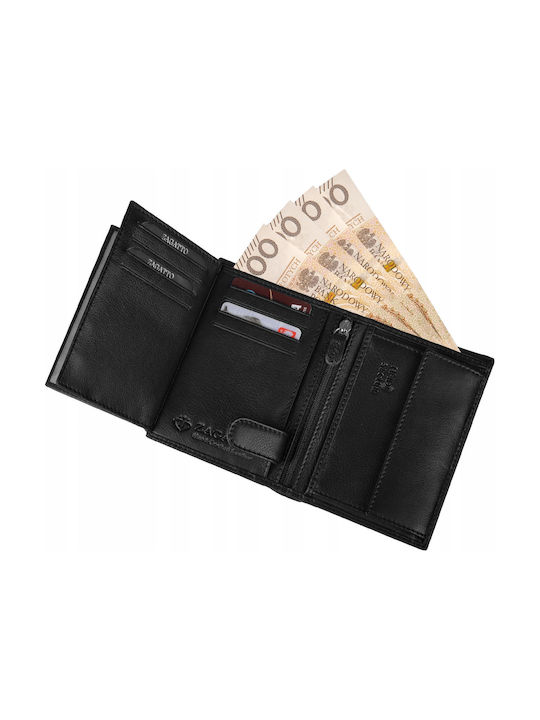 Portofel din piele naturală neagră Zagatto Zg-n4-f15 pentru bărbați
