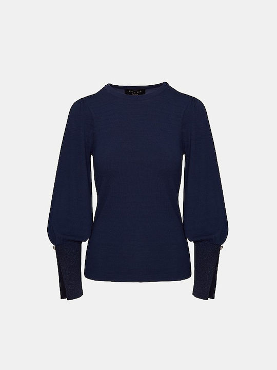 Lynne Women's Sweater with Buttons Dark Blue