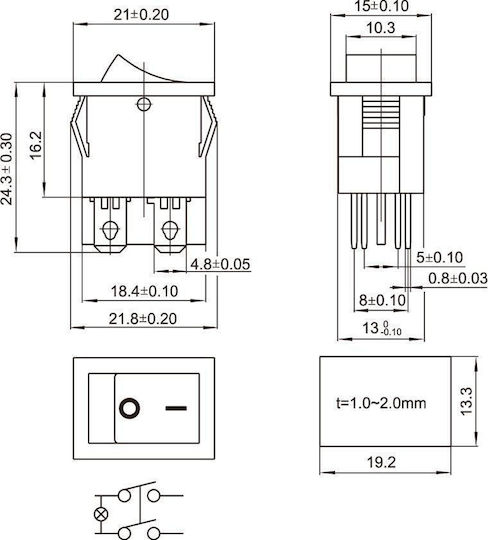 KAL Electronics On-Off switch Rocker 1pcs