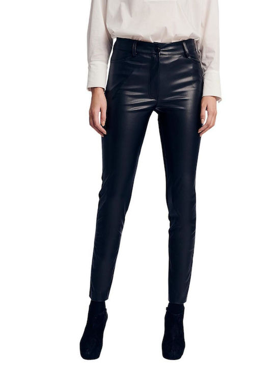 Forel Women's Leather Trousers in Slim Fit Black