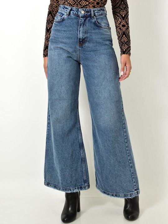 Hoch tailliert Damenjeans Schlaghose in Schlanker Passform Blue Jeans