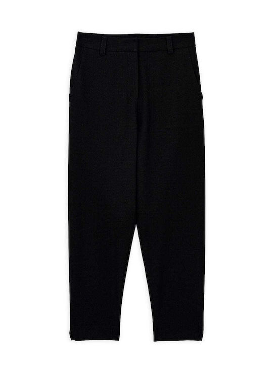 Philosophy Wear Damen Hoch tailliert Stoff Hose in Normaler Passform Black