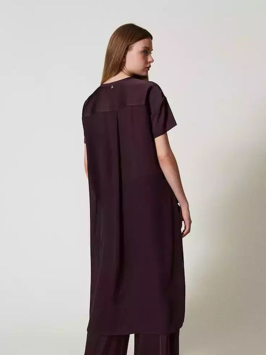 Twinset Dress with Slit Potent Purple