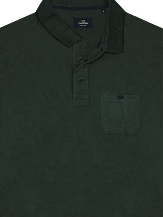 Double Men's Long Sleeve Blouse Polo Forest Green