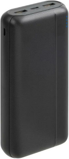 Rivacase VA2071 Външна Батерия 20000mAh с 2 USB-A Изходни Порта и USB-C Изходен Порт Power Delivery Черна