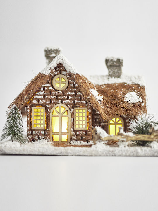 Eurolamp Christmas Illuminated Decorative Wooden House Brown with Battery with Music 30x20x20cm.