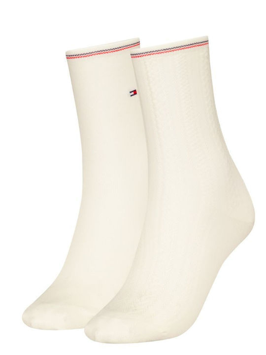 Tommy Hilfiger Women's Solid Color Socks Ecru 2Pack