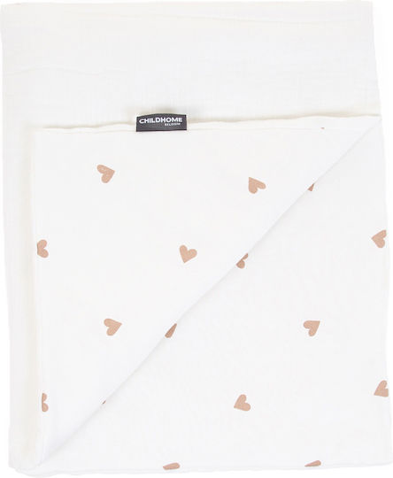 Childhome Pătură Pepinieră Swaddling pături Albă Hearts 80x100cm