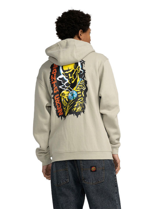 Santa Cruz Men's Sweatshirt Jacket with Hood and Pockets Stone Grey